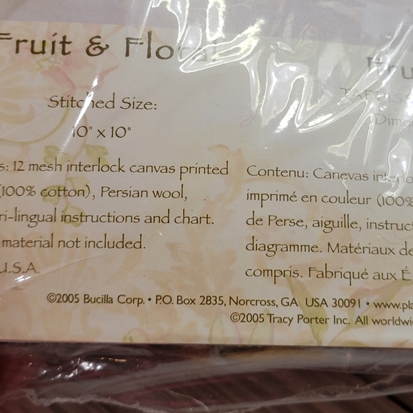 Bucilla Tracy Porter 2005 Needle Point Fruit & Floral Black Kit 4902 Retired - Picture 10 of 12